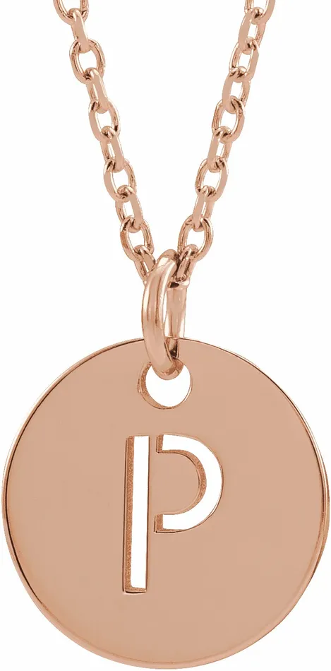 TreasureFineJewelers Necklaces 18K Rose GoldPlated Sterling Silver Initial P 10 mm Disc 1618 Necklace TreasureFineJewelers Necklaces 18K Rose GoldPlated Sterling Silver Initial P 10 mm Disc 1618 Necklace