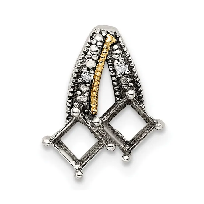 TreasureFineJewelers Necklaces Sterling Silver 14k Twostone and Diamond Mothers Pendant