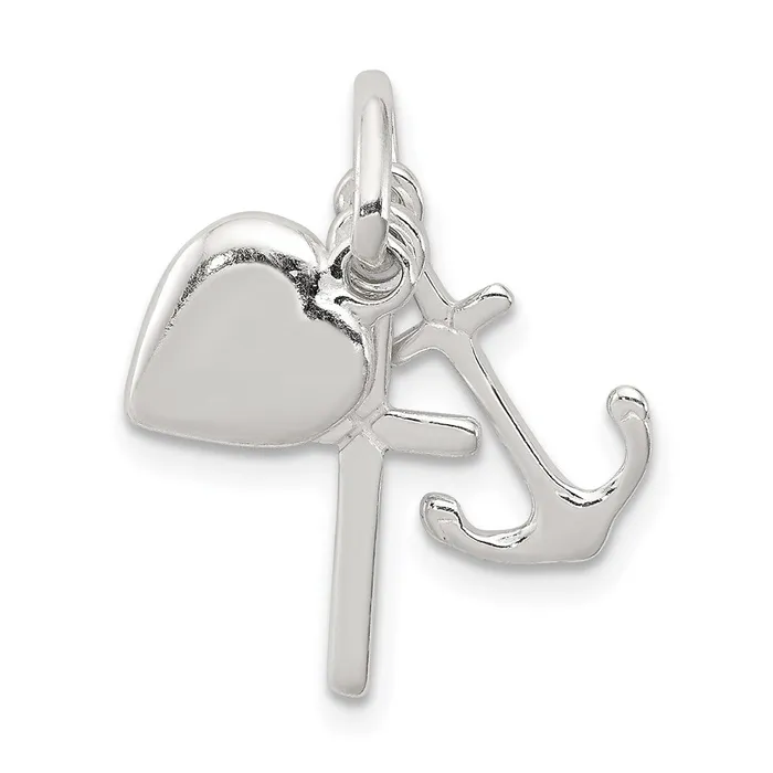 TreasureFineJewelers Necklaces Sterling Silver Anchor Heart Pendant