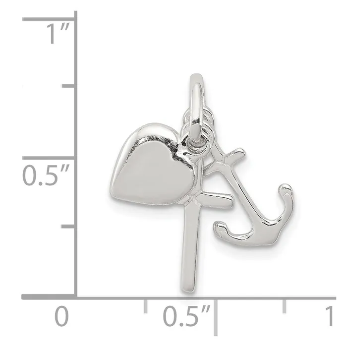 TreasureFineJewelers Necklaces Sterling Silver Anchor Heart Pendant
