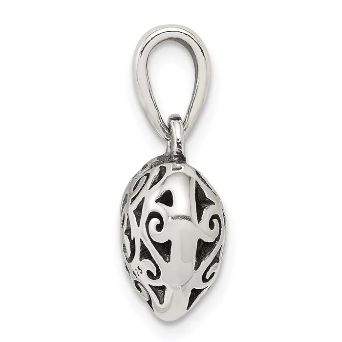 TreasureFineJewelers Necklaces Sterling Silver Antique Filigree Puff Heart Pendant