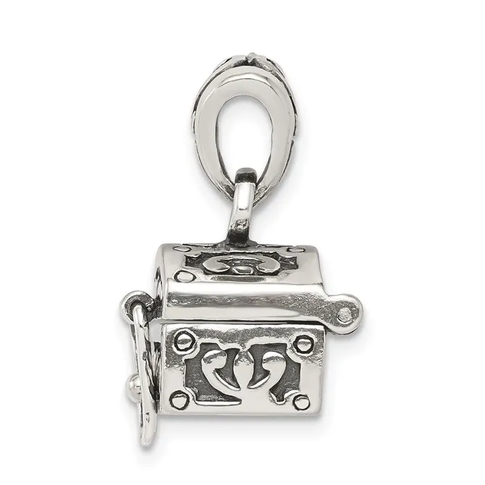 TreasureFineJewelers Necklaces Sterling Silver Antiqued Chest Pendant