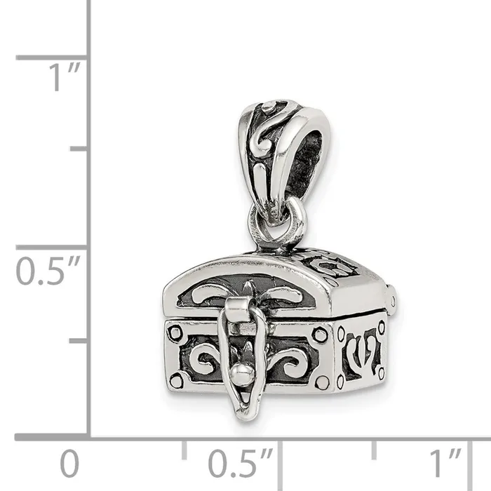 TreasureFineJewelers Necklaces Sterling Silver Antiqued Chest Pendant