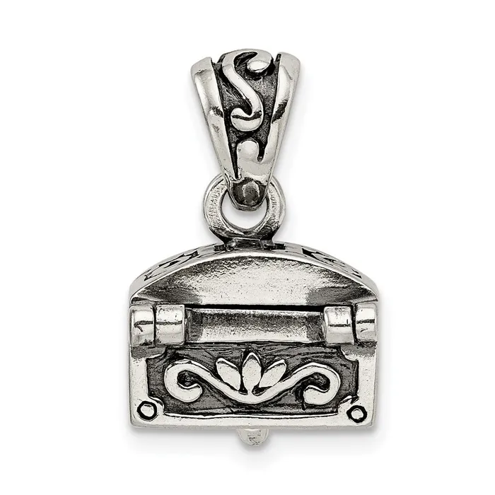 TreasureFineJewelers Necklaces Sterling Silver Antiqued Chest Pendant