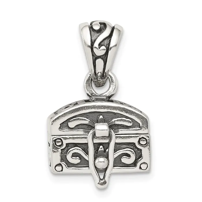 TreasureFineJewelers Necklaces Sterling Silver Antiqued Chest Pendant