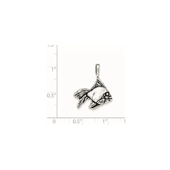 TreasureFineJewelers Necklaces Sterling Silver Antiqued Textured Goldfish wlong Fins Chain Slide