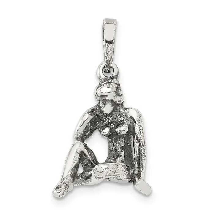 TreasureFineJewelers Necklaces Sterling Silver Antiqued Virgo Pendant