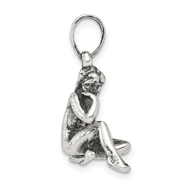 TreasureFineJewelers Necklaces Sterling Silver Antiqued Virgo Pendant