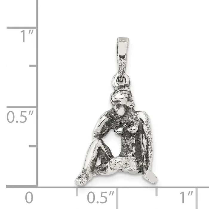 TreasureFineJewelers Necklaces Sterling Silver Antiqued Virgo Pendant