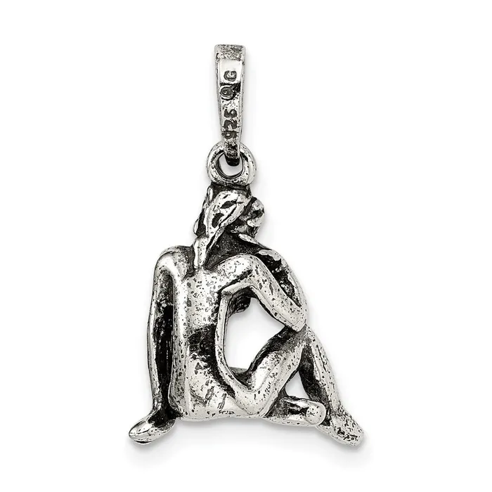 TreasureFineJewelers Necklaces Sterling Silver Antiqued Virgo Pendant