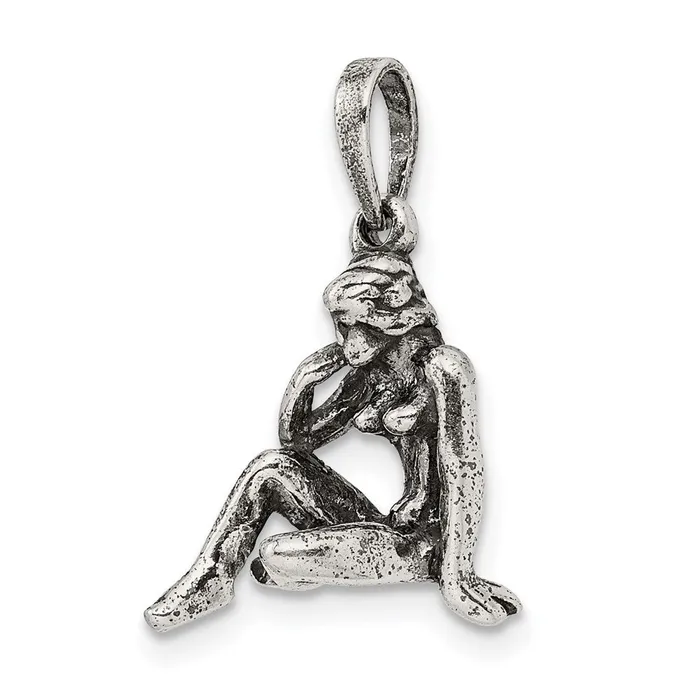 TreasureFineJewelers Necklaces Sterling Silver Antiqued Virgo Pendant