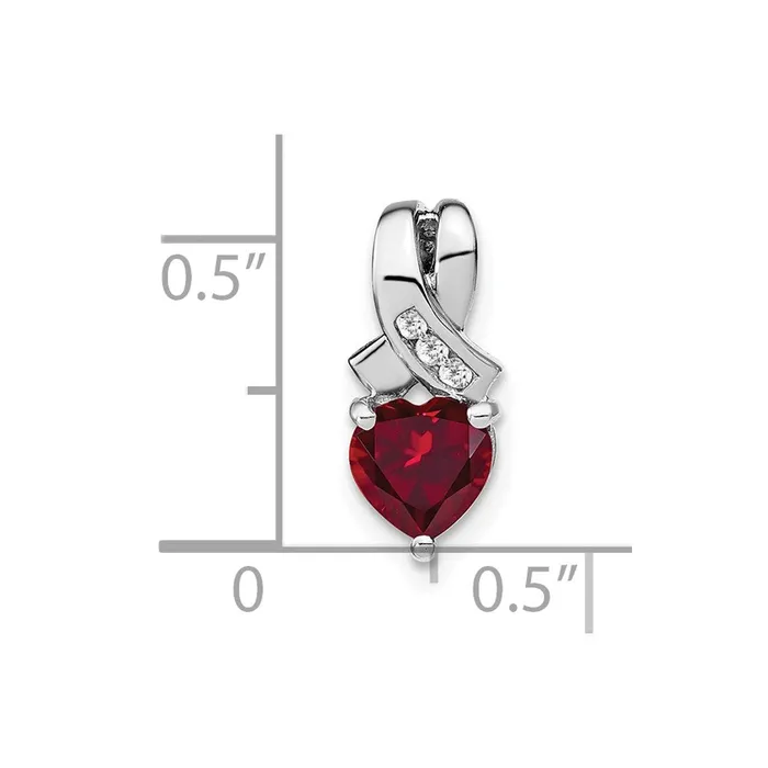 TreasureFineJewelers Necklaces Sterling Silver Created Ruby and Diamond Pendant