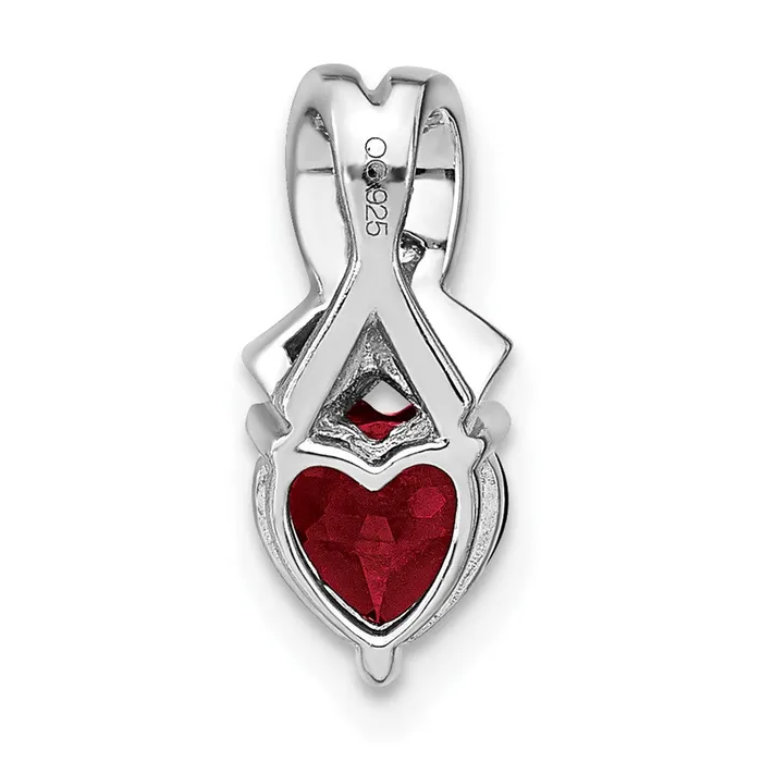 TreasureFineJewelers Necklaces Sterling Silver Created Ruby and Diamond Pendant