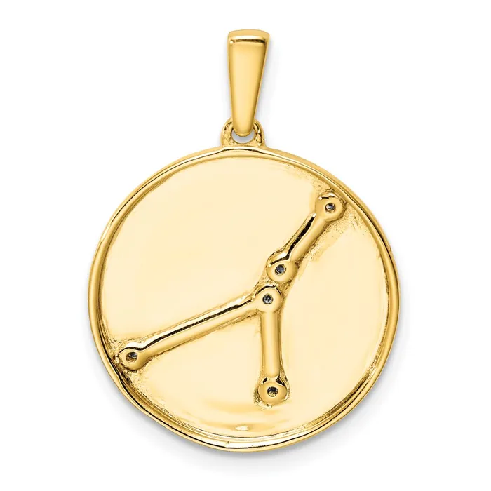TreasureFineJewelers Necklaces Sterling Silver Goldplated CZ Cancer Zodiac Pendant