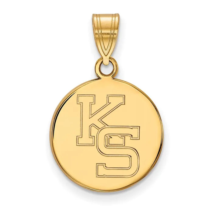 TreasureFineJewelers Necklaces Sterling Silver Goldplated Kansas State University KS Medium Pendant TreasureFineJewelers Necklaces Sterling Silver Goldplated Kansas State University KS Medium Pendant