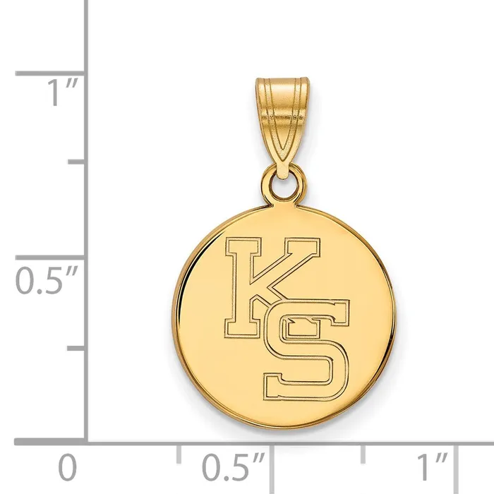 TreasureFineJewelers Necklaces Sterling Silver Goldplated Kansas State University KS Medium Pendant