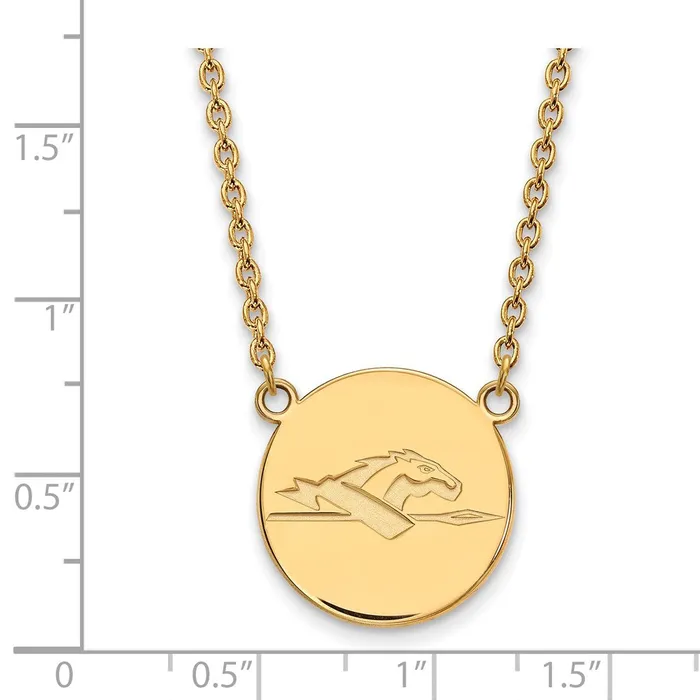 TreasureFineJewelers Necklaces Sterling Silver Goldplated Longwood University Horse Large Disc Pendant 18 inch Necklace