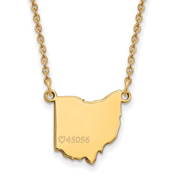 TreasureFineJewelers Necklaces Sterling Silver Goldplated Miami University Ohio Shape Zip Code Pendant 18 inch Necklace TreasureFineJewelers Necklaces Sterling Silver Goldplated Miami University Ohio Shape Zip Code Pendant 18 inch Necklace