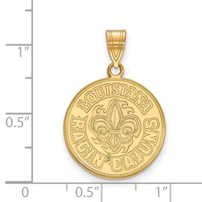 TreasureFineJewelers Necklaces Sterling Silver Goldplated University of Louisiana at Lafayette Large Pendant