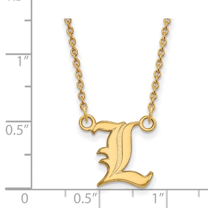 TreasureFineJewelers Necklaces Sterling Silver Goldplated University of Louisville Letter L Small Pendant 18 inch Necklace