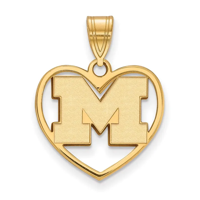 TreasureFineJewelers Necklaces Sterling Silver Goldplated University of Michigan Letter M Heart Pendant TreasureFineJewelers Necklaces Sterling Silver Goldplated University of Michigan Letter M Heart Pendant