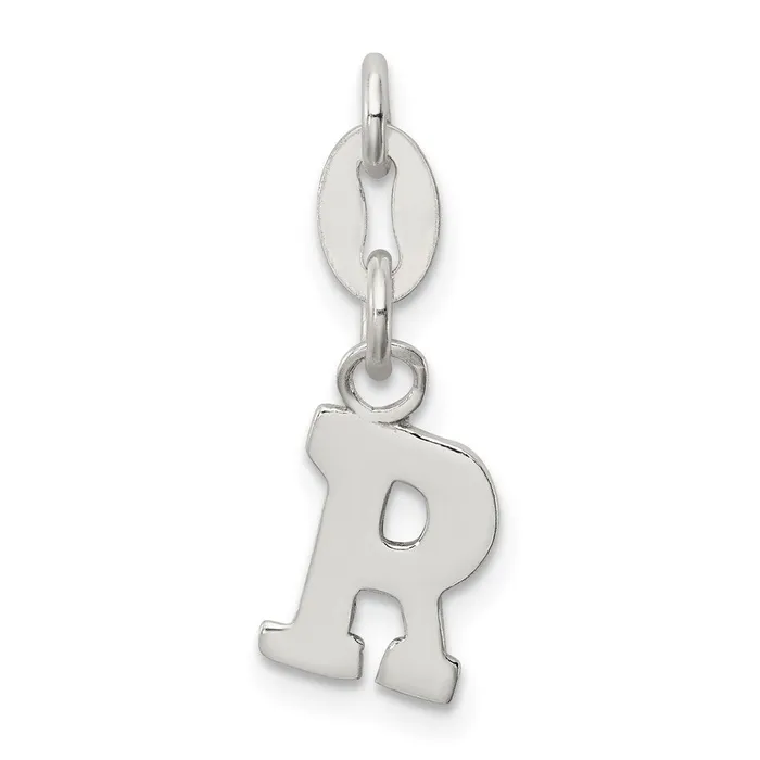 TreasureFineJewelers Necklaces Sterling Silver Letter R Initial Charm