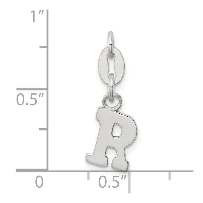TreasureFineJewelers Necklaces Sterling Silver Letter R Initial Charm