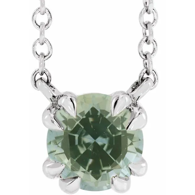 TreasureFineJewelers Necklaces Sterling Silver Natural Green Sapphire Solitaire 18 Necklace TreasureFineJewelers Necklaces Sterling Silver Natural Green Sapphire Solitaire 18 Necklace