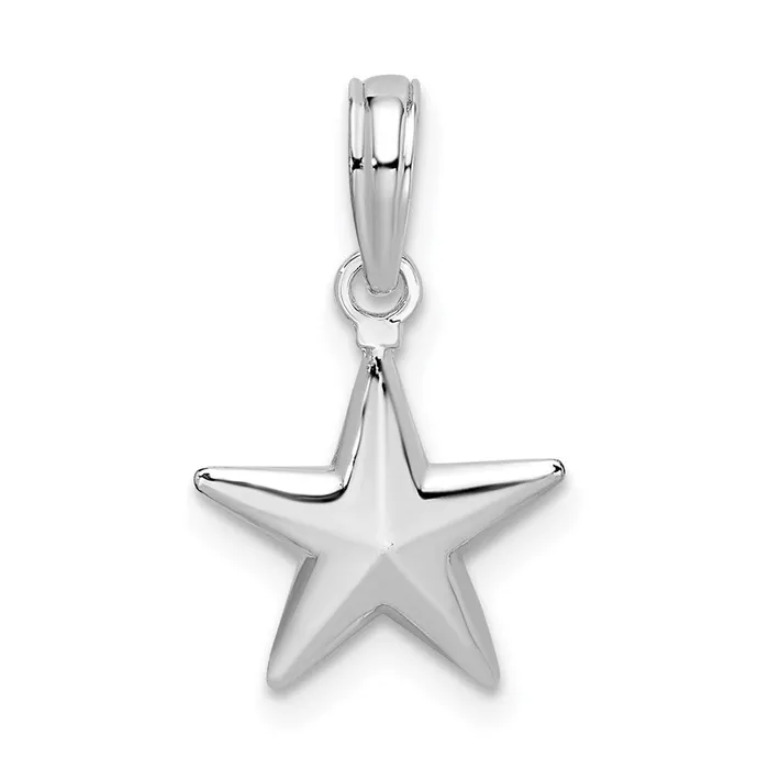 TreasureFineJewelers Necklaces Sterling Silver Polished 3D Star Pendant