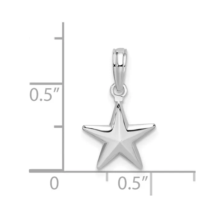 TreasureFineJewelers Necklaces Sterling Silver Polished 3D Star Pendant