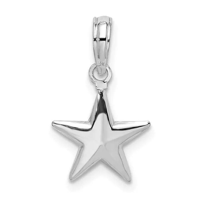 TreasureFineJewelers Necklaces Sterling Silver Polished 3D Star Pendant