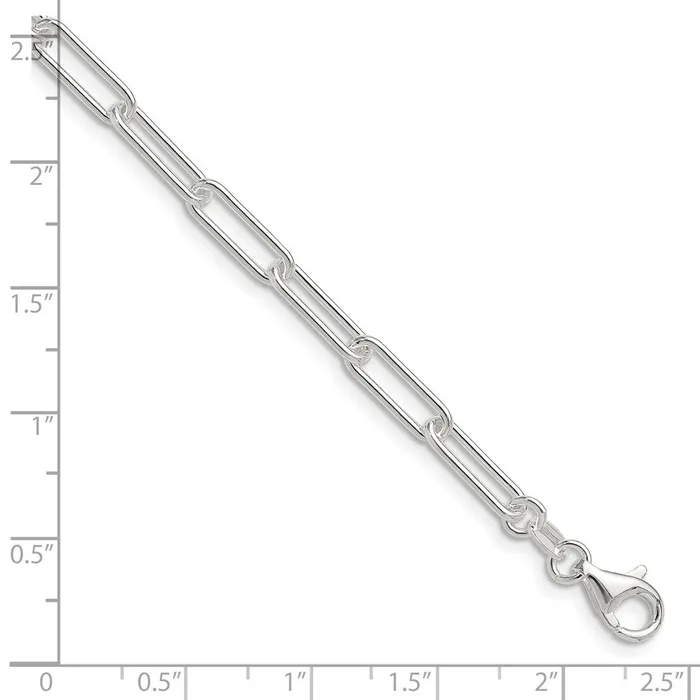 TreasureFineJewelers Necklaces Sterling Silver Polished 45mm Elongated Cable Chain