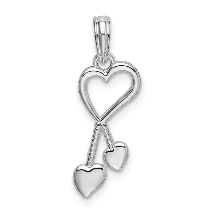 TreasureFineJewelers Necklaces Sterling Silver Polished Cutout Heart wTassel Pendant TreasureFineJewelers Necklaces Sterling Silver Polished Cutout Heart wTassel Pendant