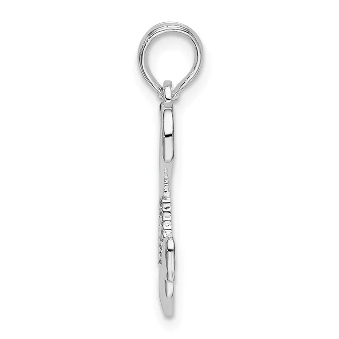 TreasureFineJewelers Necklaces Sterling Silver Polished Cutout Heart wTassel Pendant