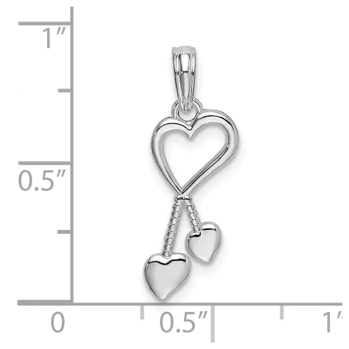 TreasureFineJewelers Necklaces Sterling Silver Polished Cutout Heart wTassel Pendant