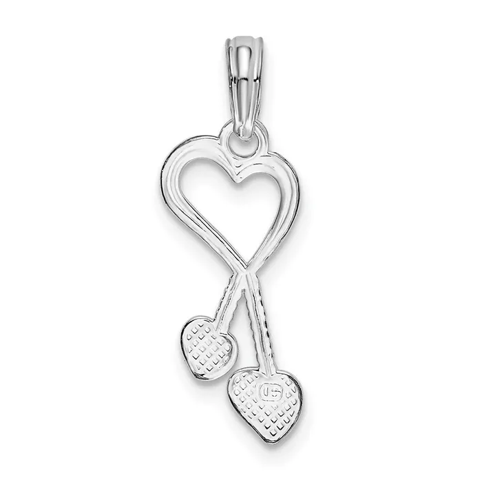 TreasureFineJewelers Necklaces Sterling Silver Polished Cutout Heart wTassel Pendant