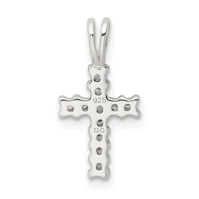 TreasureFineJewelers Necklaces Sterling Silver Polished CZ Cross Pendant
