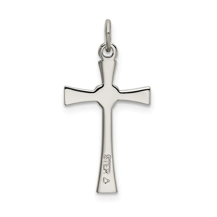 TreasureFineJewelers Necklaces Sterling Silver Polished CZ Heart Cross Pendant