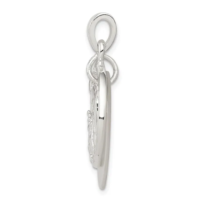 TreasureFineJewelers Necklaces Sterling Silver Polished Dolphin Waves Mother of Pearl Pendant