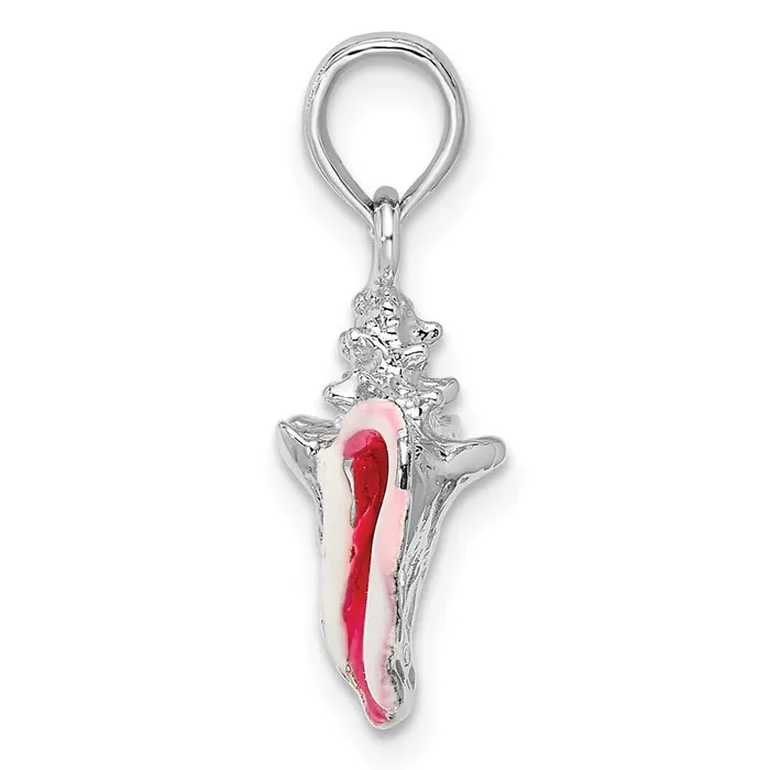TreasureFineJewelers Necklaces Sterling Silver Polished Enameled Small Conch Shell Pendant