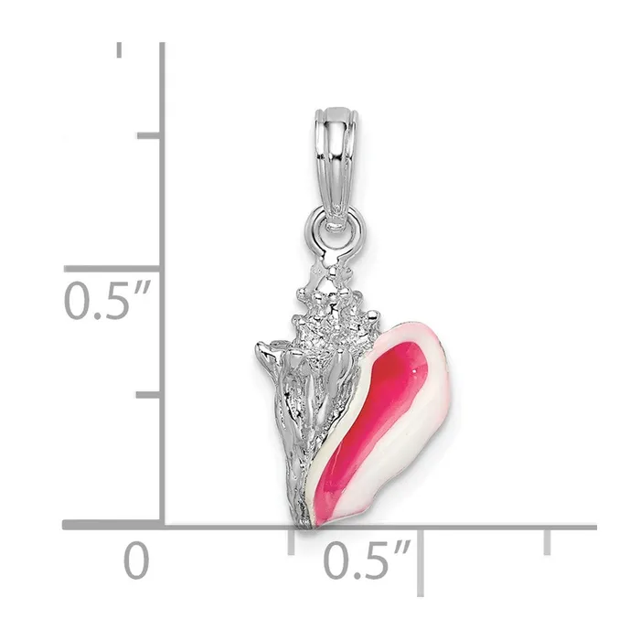 TreasureFineJewelers Necklaces Sterling Silver Polished Enameled Small Conch Shell Pendant