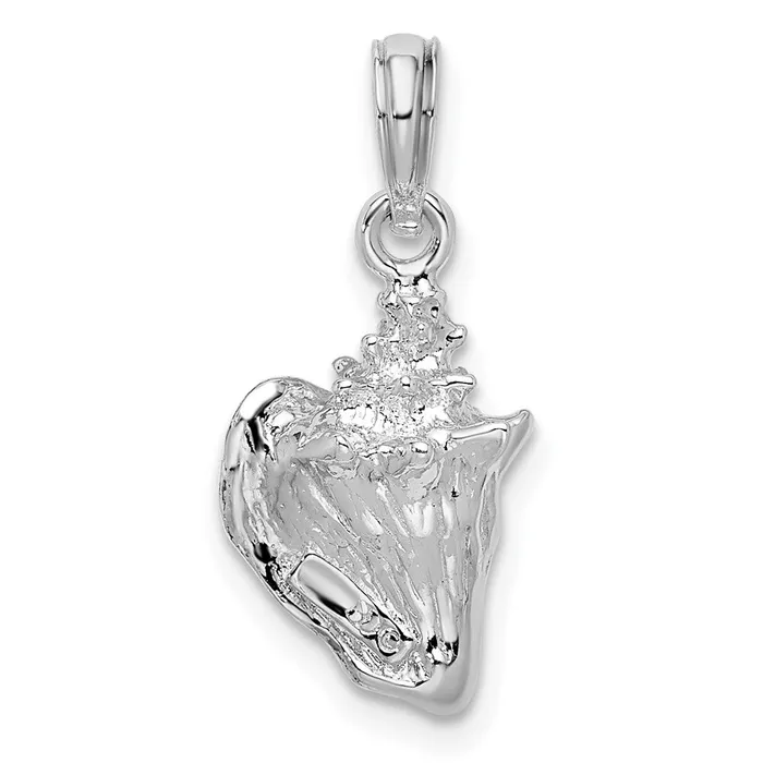 TreasureFineJewelers Necklaces Sterling Silver Polished Enameled Small Conch Shell Pendant