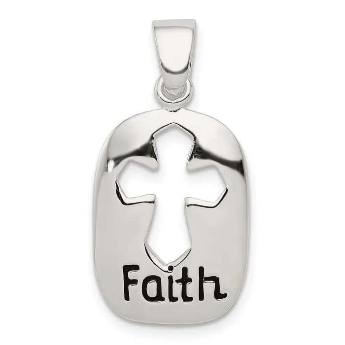 TreasureFineJewelers Necklaces Sterling Silver Polished Faith Pendant