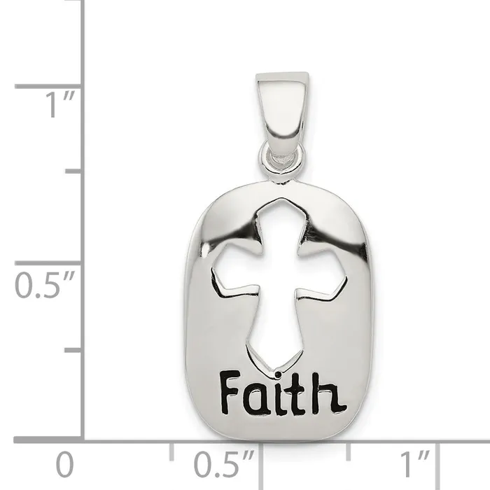 TreasureFineJewelers Necklaces Sterling Silver Polished Faith Pendant