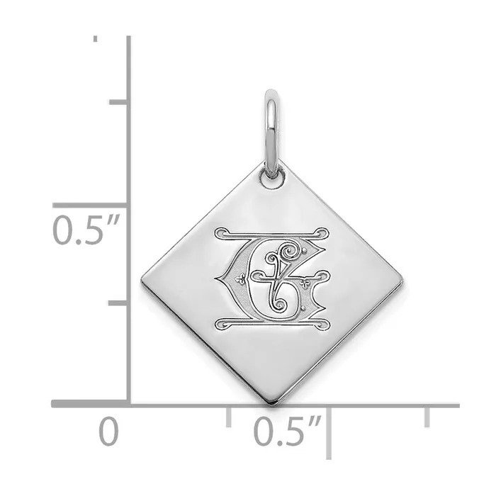 TreasureFineJewelers Necklaces Sterling Silver Polished Gold Letter G Initial Charm