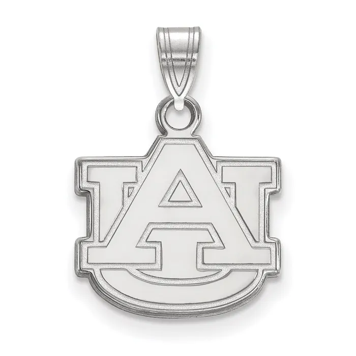 TreasureFineJewelers Necklaces Sterling Silver Rhodiumplated Auburn University AU Small Pendant TreasureFineJewelers Necklaces Sterling Silver Rhodiumplated Auburn University AU Small Pendant