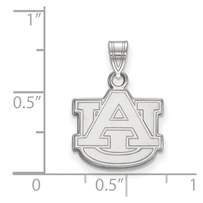 TreasureFineJewelers Necklaces Sterling Silver Rhodiumplated Auburn University AU Small Pendant