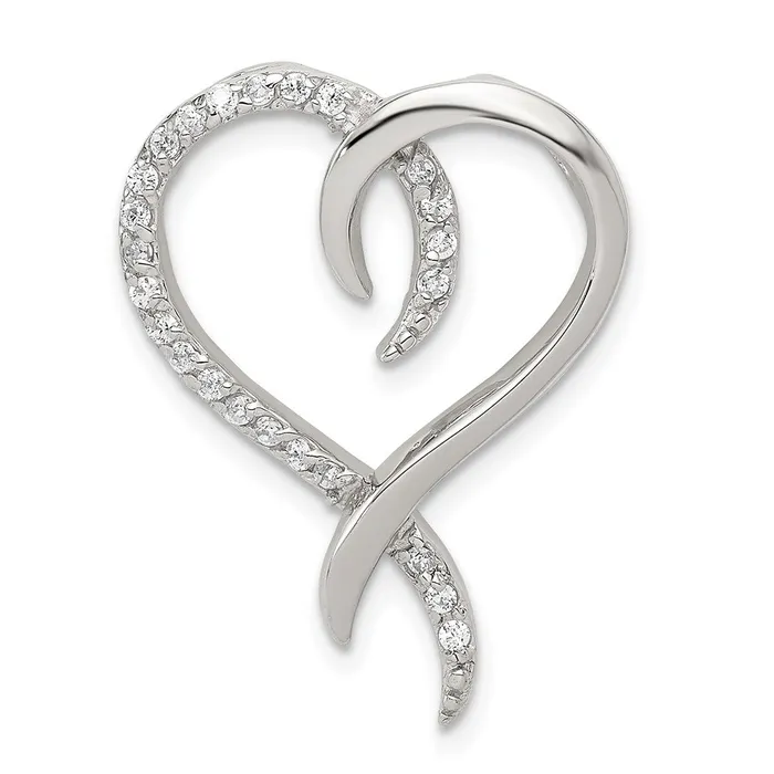 TreasureFineJewelers Necklaces Sterling Silver Rhodiumplated CZ Heart Chain Slide TreasureFineJewelers Necklaces Sterling Silver Rhodiumplated CZ Heart Chain Slide