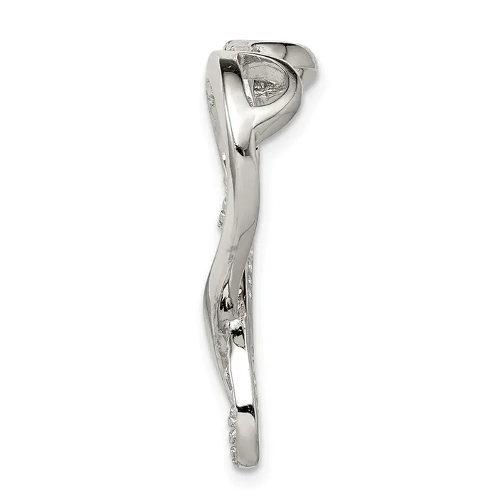 TreasureFineJewelers Necklaces Sterling Silver Rhodiumplated CZ Heart Chain Slide