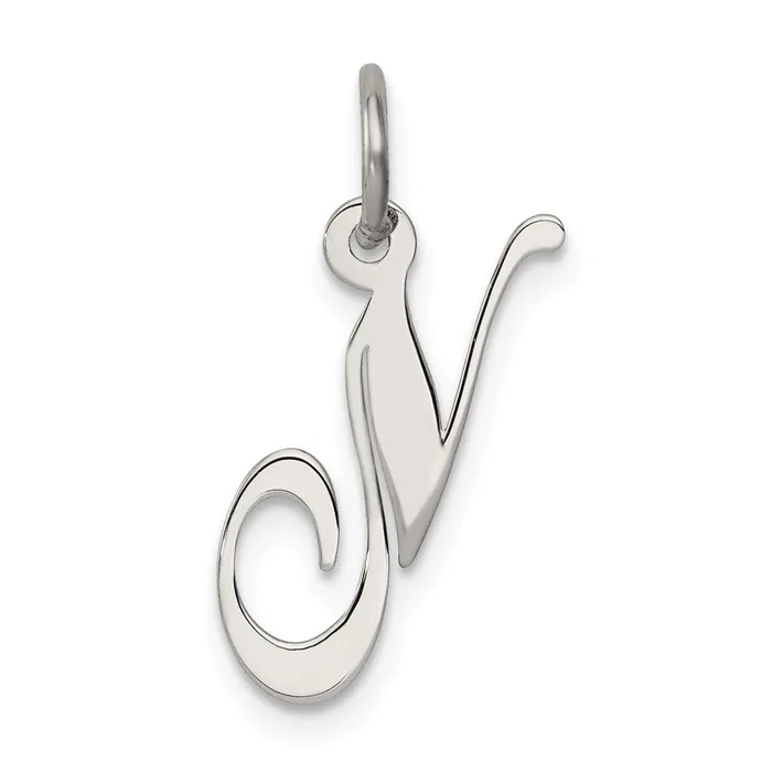 TreasureFineJewelers Necklaces Sterling Silver Rhodiumplated Fancy Script Letter N Initial Charm TreasureFineJewelers Necklaces Sterling Silver Rhodiumplated Fancy Script Letter N Initial Charm